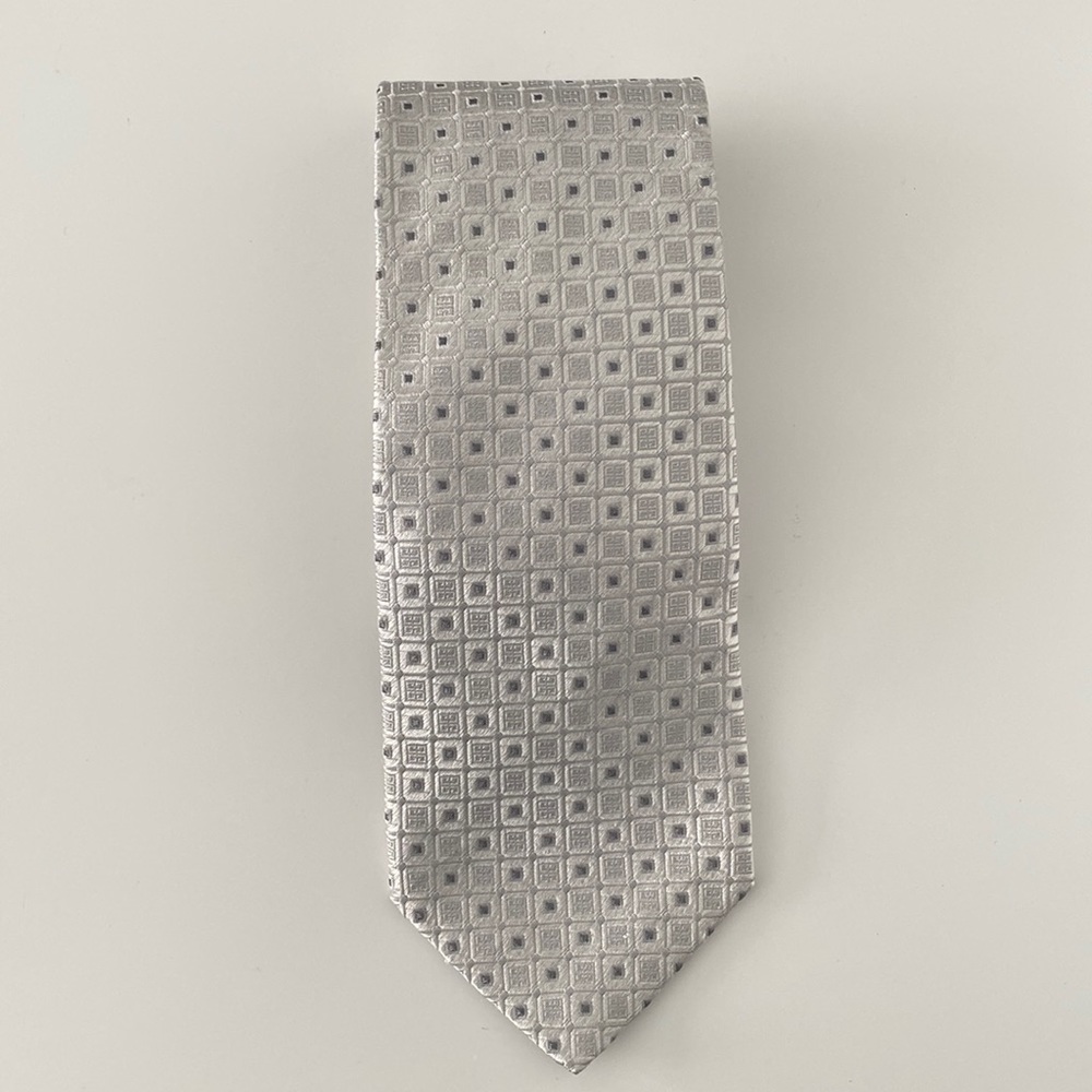 Givenchy Silver Logo 100% Silk Tie 👔